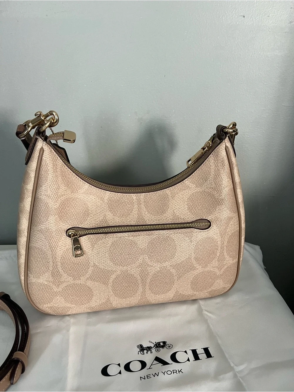 Coach Teri Hobo Bag In Blocked Signature Canvas With Matching Wallet
